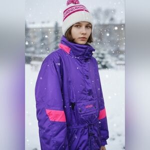 Vintage 90s NEVICA Ski Jacket Women’s Size 10 Purple & Neon Pink Retro Snow Coat